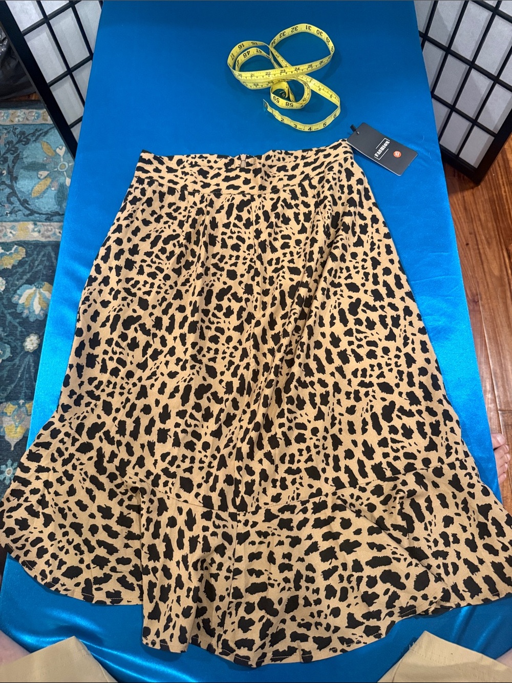 a new day Black on Tan Leopard A-Line Skirt